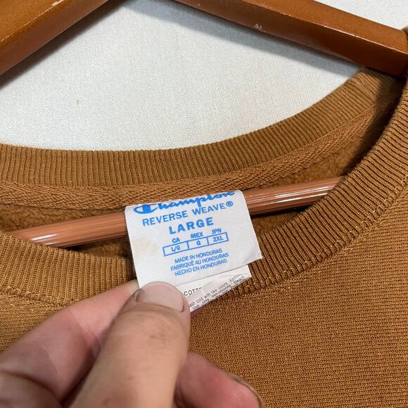 Champion Reverse Weave Men's Crewneck Sweatshirt Brown - Size L - Picture 5 of 7